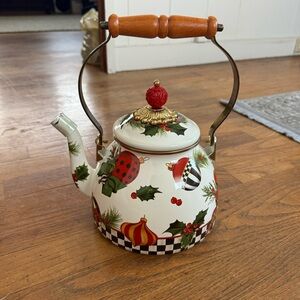 Mackenzie Childs Deck The Halls Kettle Holiday BNWT